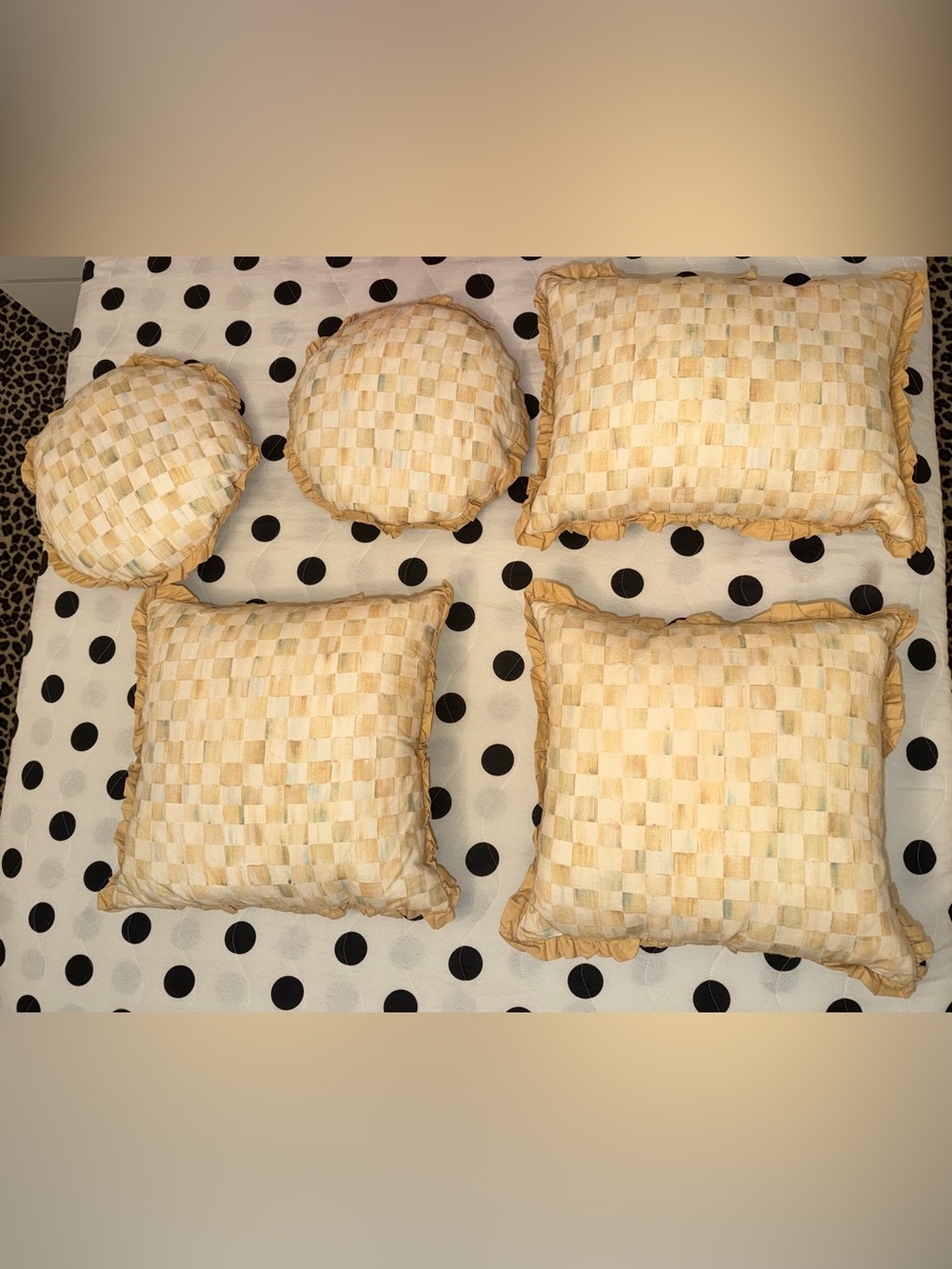Retired McKenzie Childs Parchment Courtly Check Pillow Covers